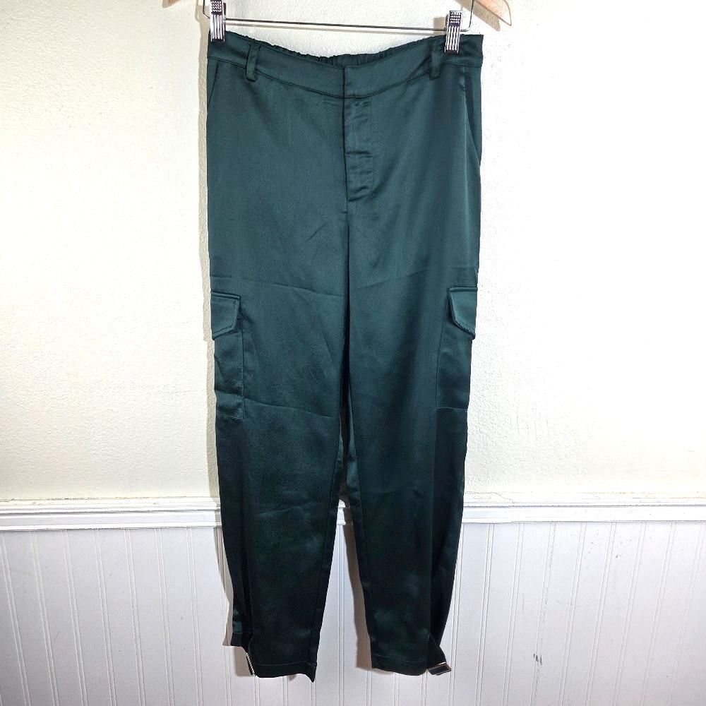 Women's Strut & Bolt NWT Green Cargo Satin Buckle Pants Size Medium/Med